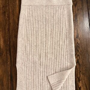 Club Monaco Ribbed Knit Pencil Skirt in Light Taupe